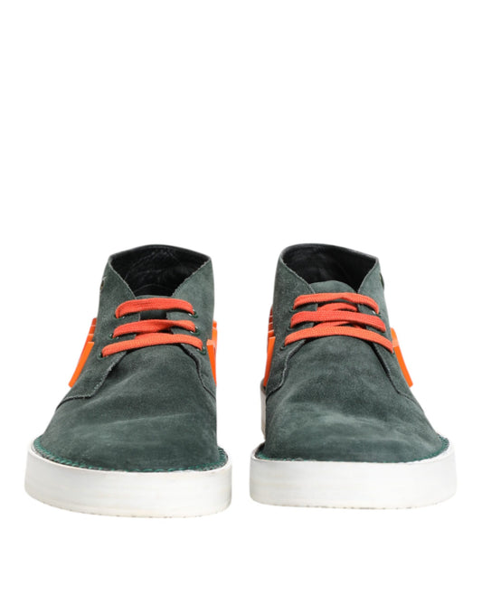 Green Derby Logo Casual Men Sneakers Shoes-Dolce & Gabbana-LabelTerrace.com