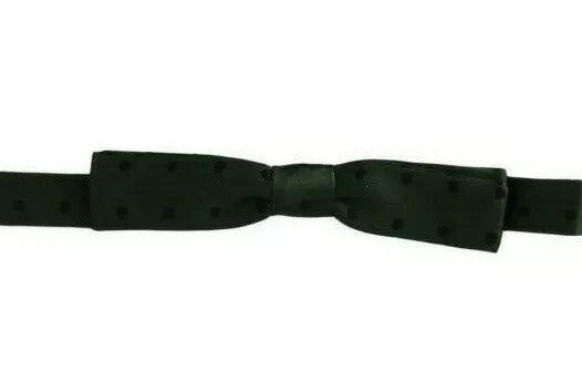 Green Dotted Silk Adjustable Neck Bow Tie-Dolce & Gabbana-LabelTerrace.com