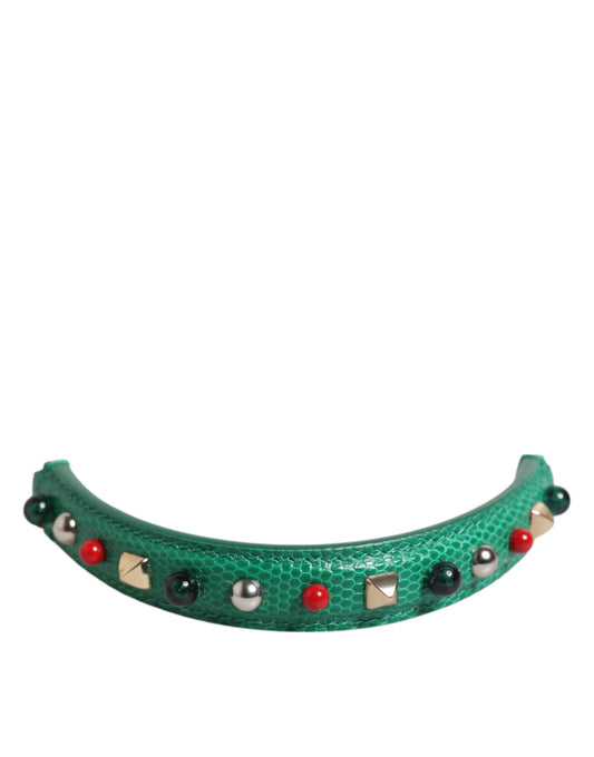 Green Embellished Leather Bag Handle Women Shoulder Strap-Dolce & Gabbana-LabelTerrace.com