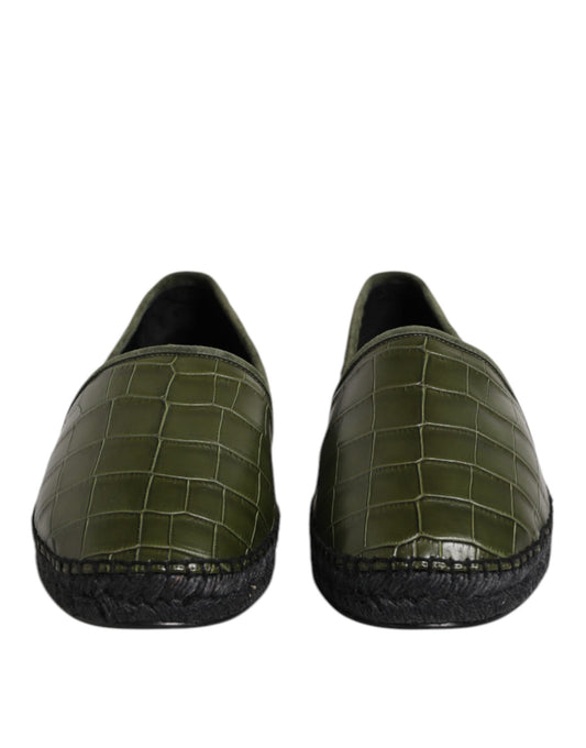 Green Exotic Leather Espadrilles Slip On Shoes-Dolce & Gabbana-LabelTerrace.com