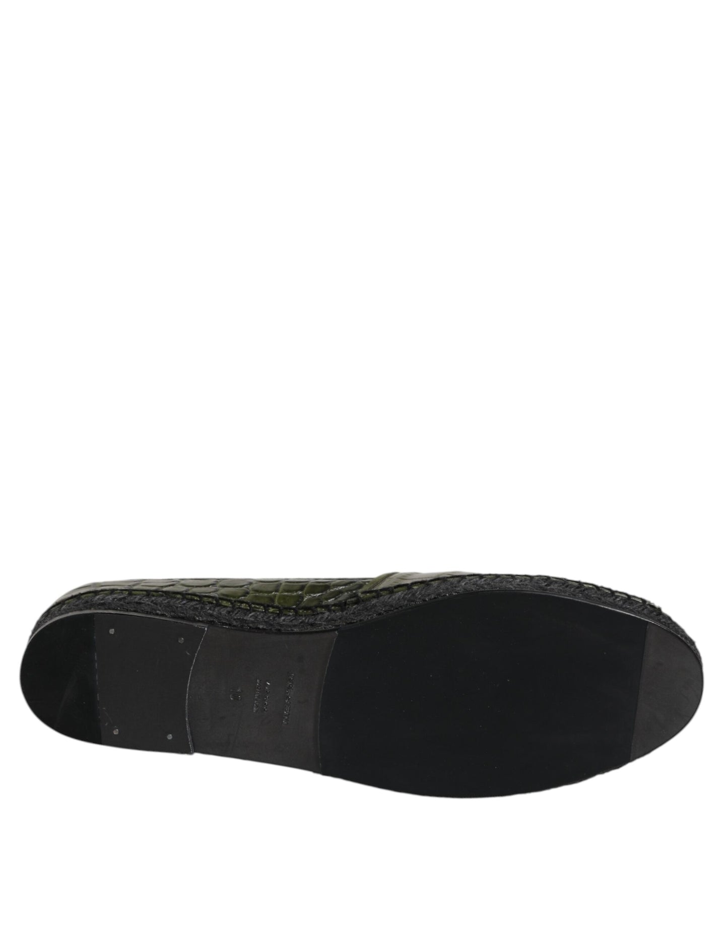 Green Exotic Leather Espadrilles Slip On Shoes-Dolce & Gabbana-LabelTerrace.com