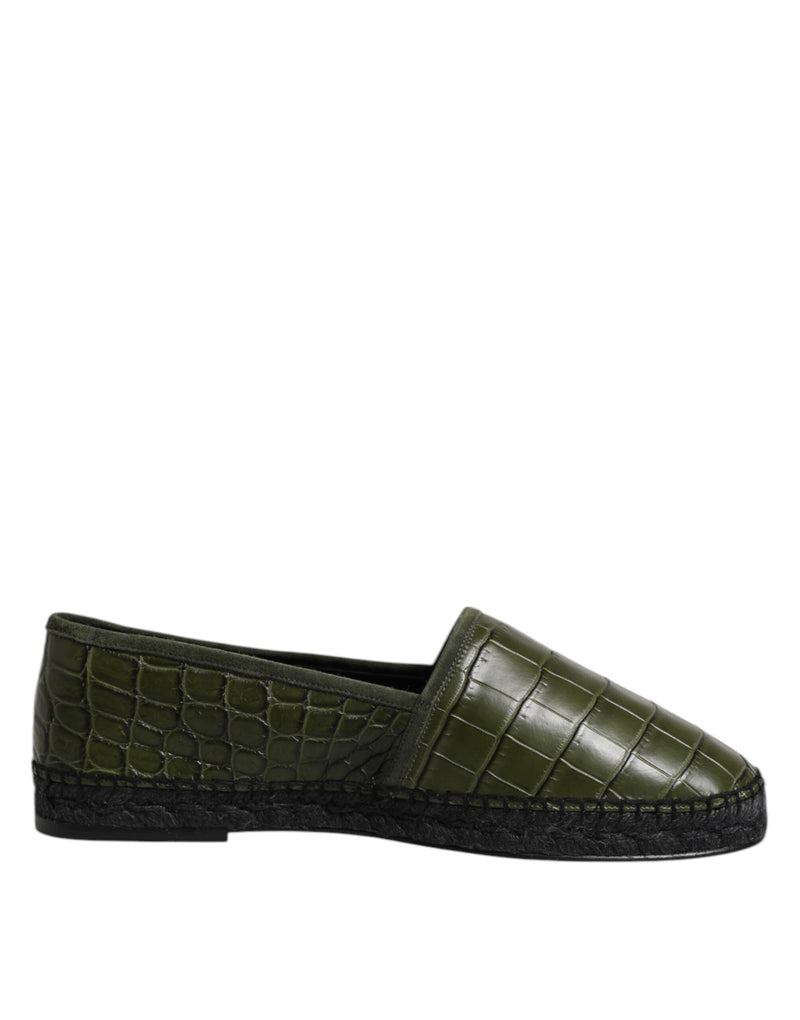 Green Exotic Leather Espadrilles Slip On Shoes-Dolce & Gabbana-LabelTerrace.com