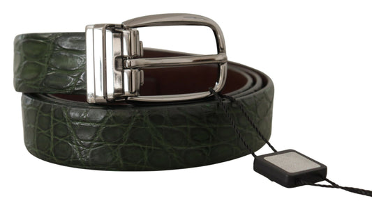 Green Exotic Leather Silver Buckle Belt-Dolce & Gabbana-LabelTerrace.com
