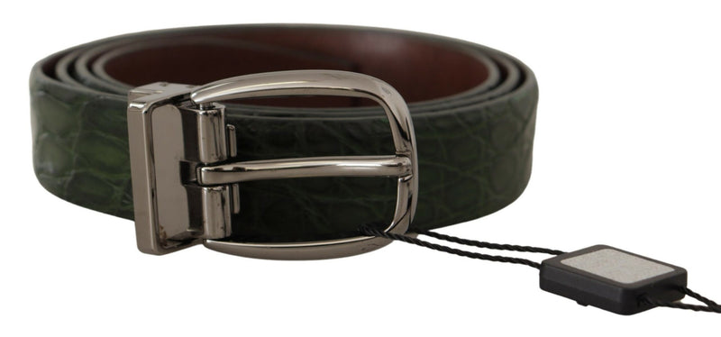 Green Exotic Leather Silver Buckle Belt-Dolce & Gabbana-LabelTerrace.com