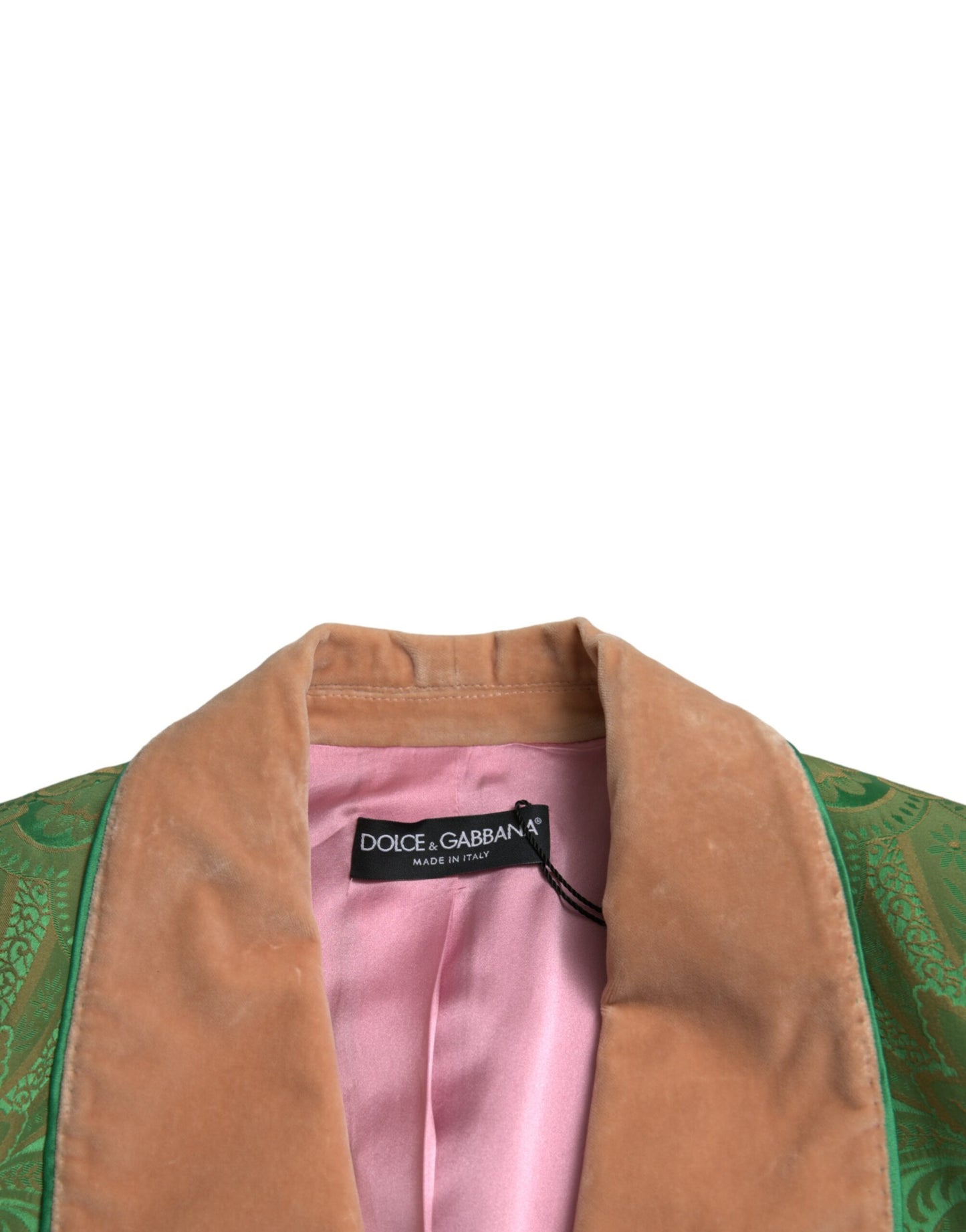 Green Floral Double Breasted Coat Jacket-Dolce & Gabbana-LabelTerrace.com