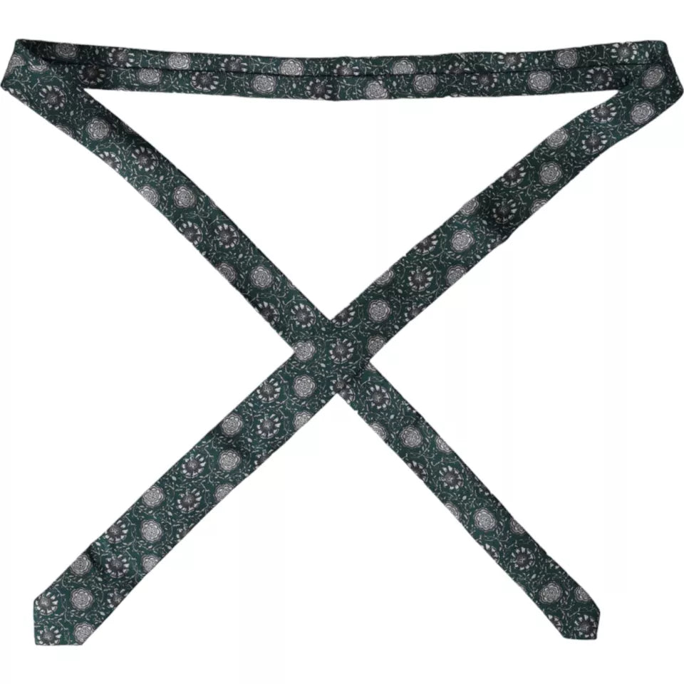 Green Floral Print Silk Adjustable Men Tie-Dolce & Gabbana-LabelTerrace.com