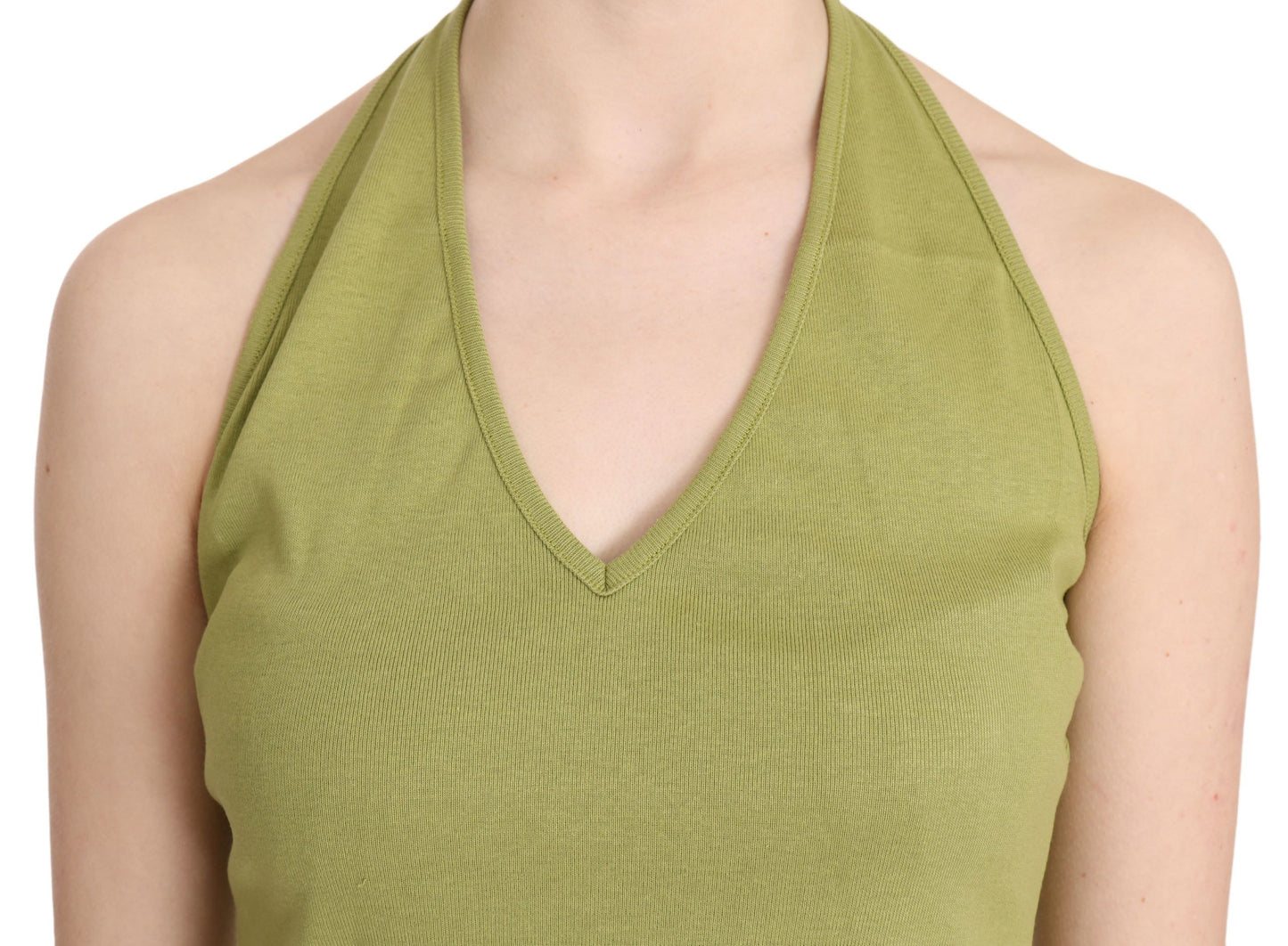 Green Halter Cotton Sleeveless Casual Tank Top Blouse-GF Ferre-LabelTerrace.com