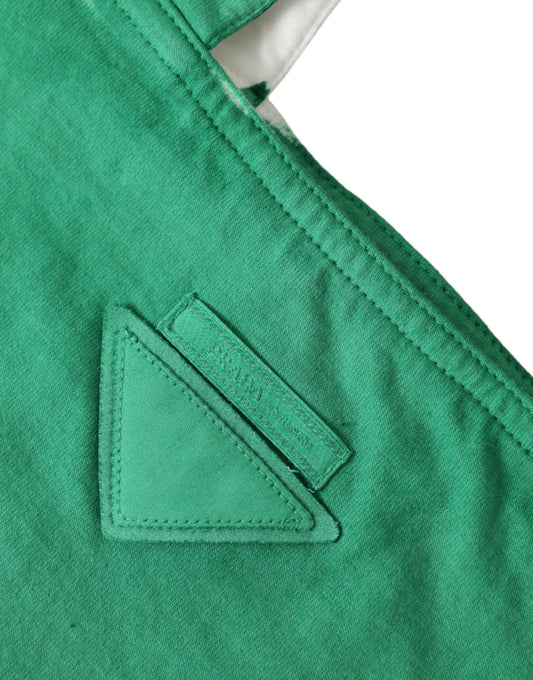 Green Jersey Fabric Logo Shoulder Shopping Tote Shopping Bag-Prada-LabelTerrace.com