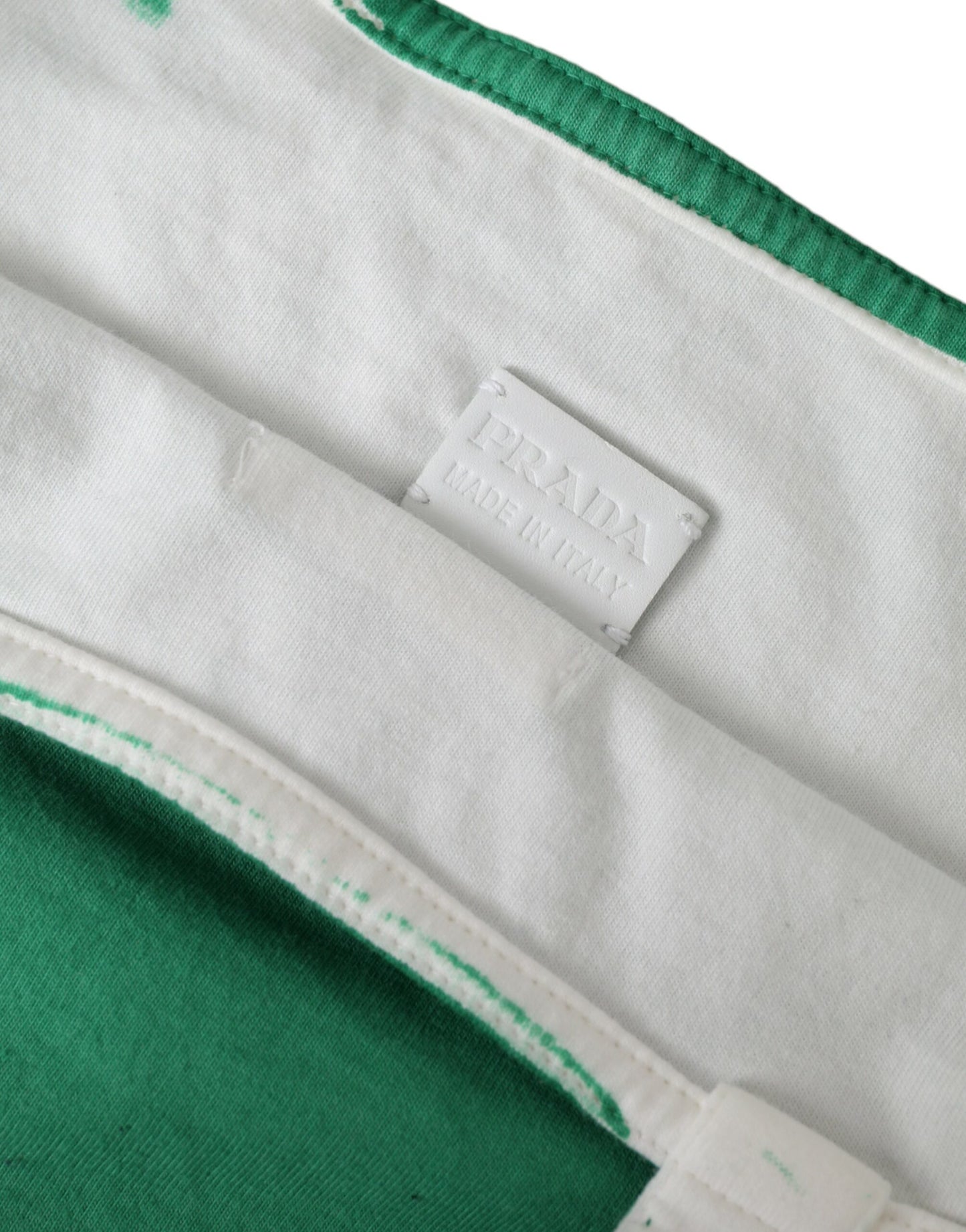 Green Jersey Fabric Logo Shoulder Shopping Tote Shopping Bag-Prada-LabelTerrace.com