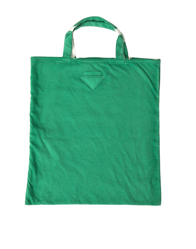 Green Jersey Fabric Logo Shoulder Shopping Tote Shopping Bag-Prada-LabelTerrace.com