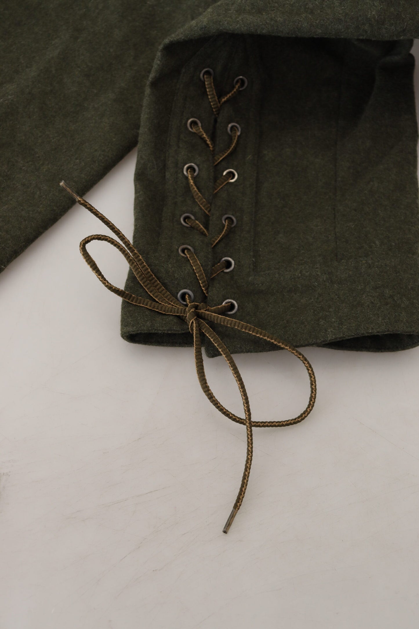 Green Lace Up Leg Women Tapered Pants-Ermanno Scervino-LabelTerrace.com