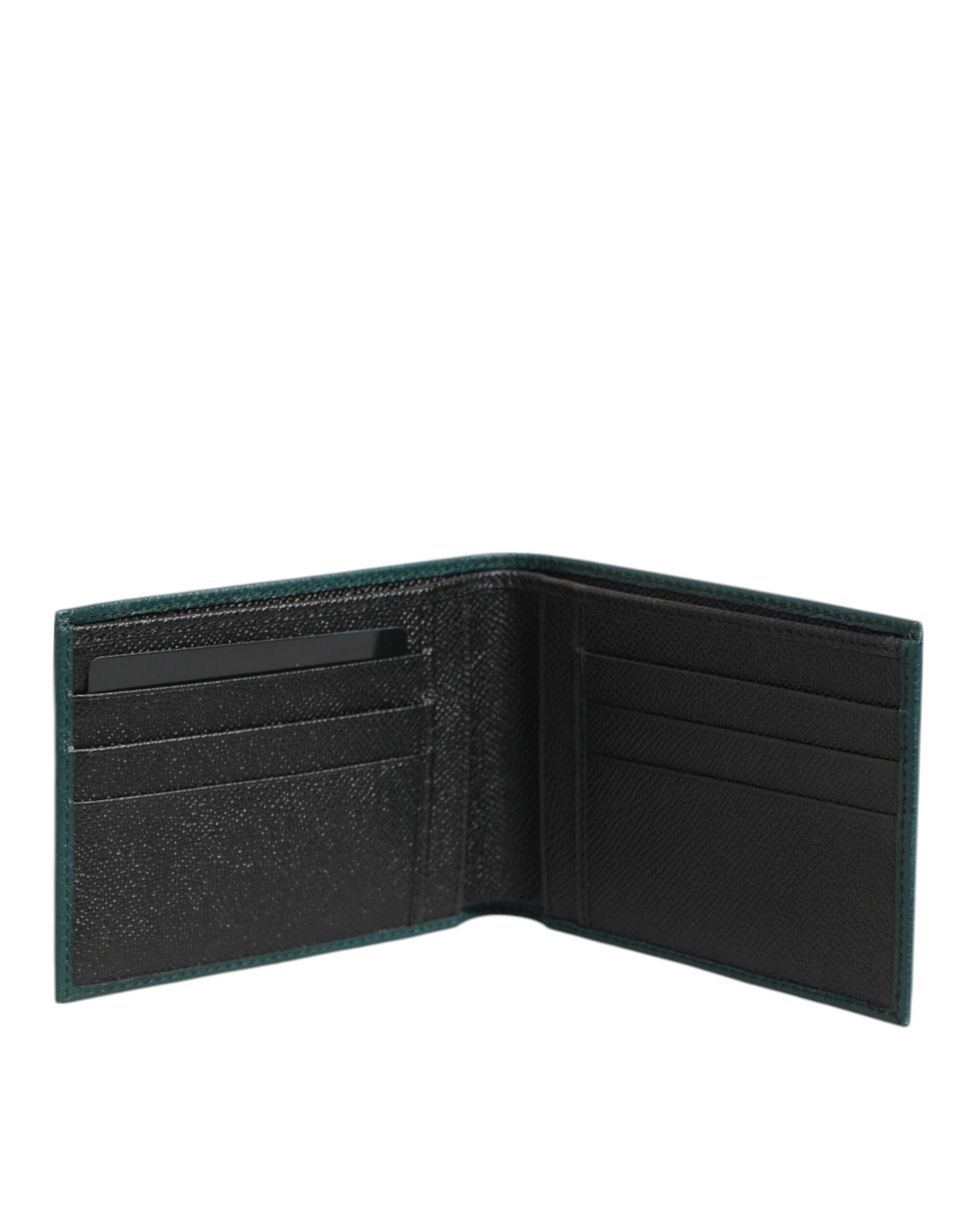 Green Leather DG Logo Plaque Bifold Men Card Holder Wallet-Dolce & Gabbana-LabelTerrace.com