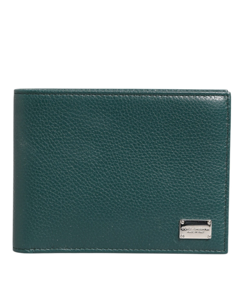 Green Leather DG Logo Plaque Bifold Men Card Holder Wallet-Dolce & Gabbana-LabelTerrace.com