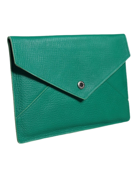 Green Leather Handbag Clutch Mini Purse Pouch Tablet Case-Dolce & Gabbana-LabelTerrace.com