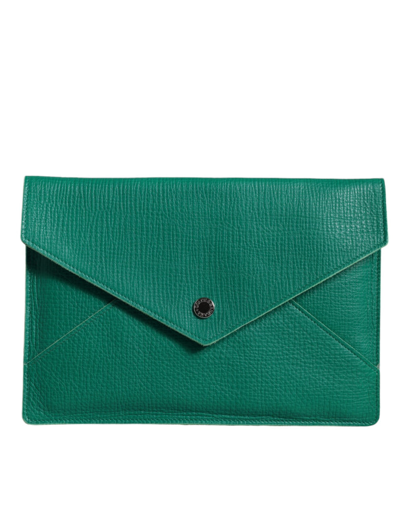 Green Leather Handbag Clutch Mini Purse Pouch Tablet Case-Dolce & Gabbana-LabelTerrace.com