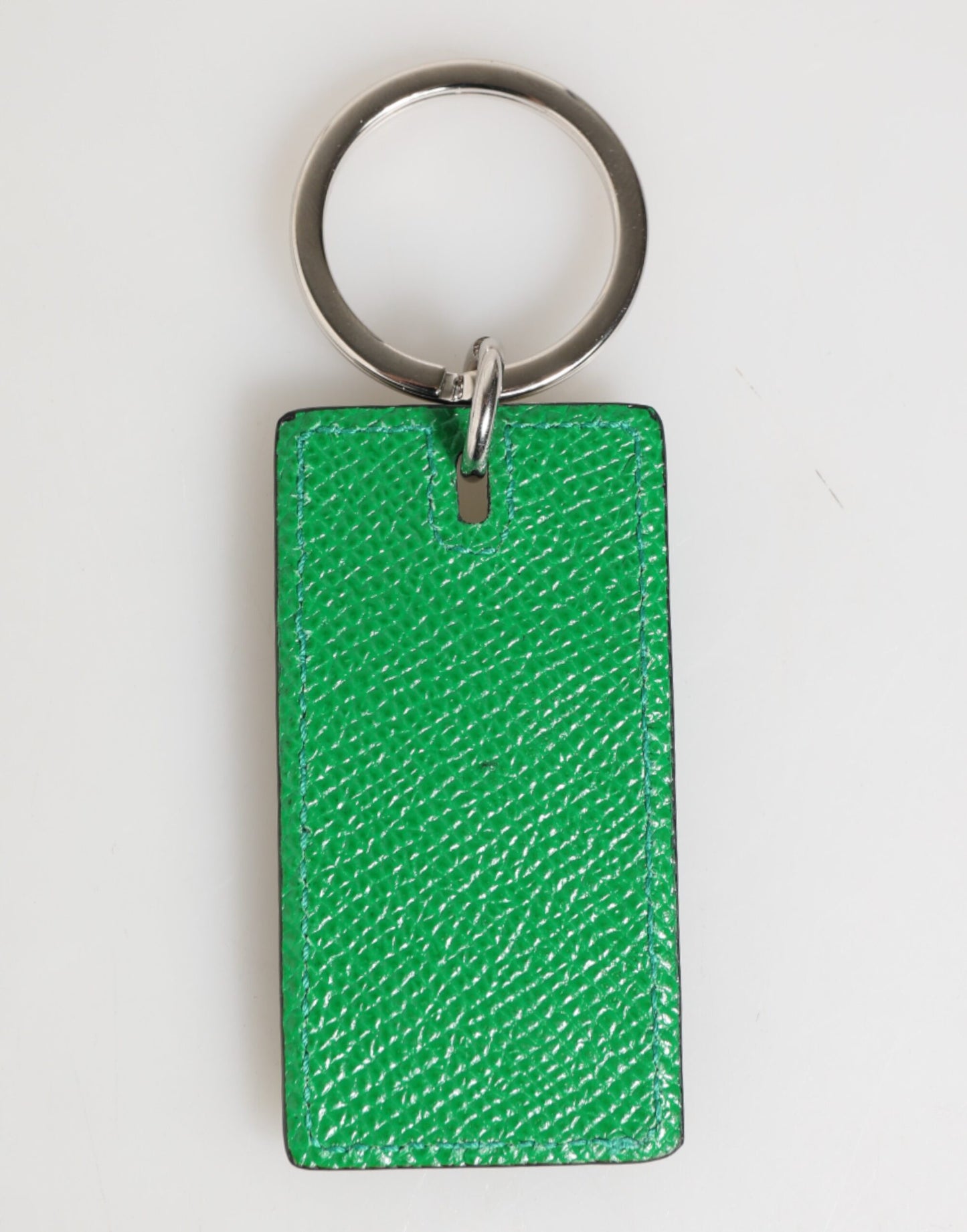 Green Leather Logo Metal Ring Keychain Holder Men Keyring-Dolce & Gabbana-LabelTerrace.com