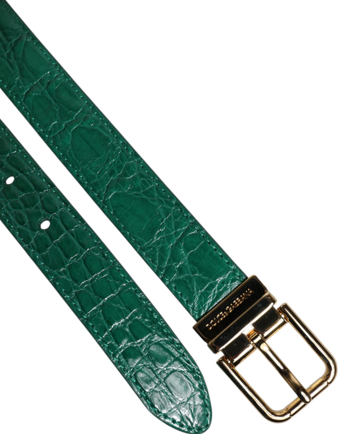 Green Leather Logo Metal Waist Buckle Belt-Dolce & Gabbana-LabelTerrace.com