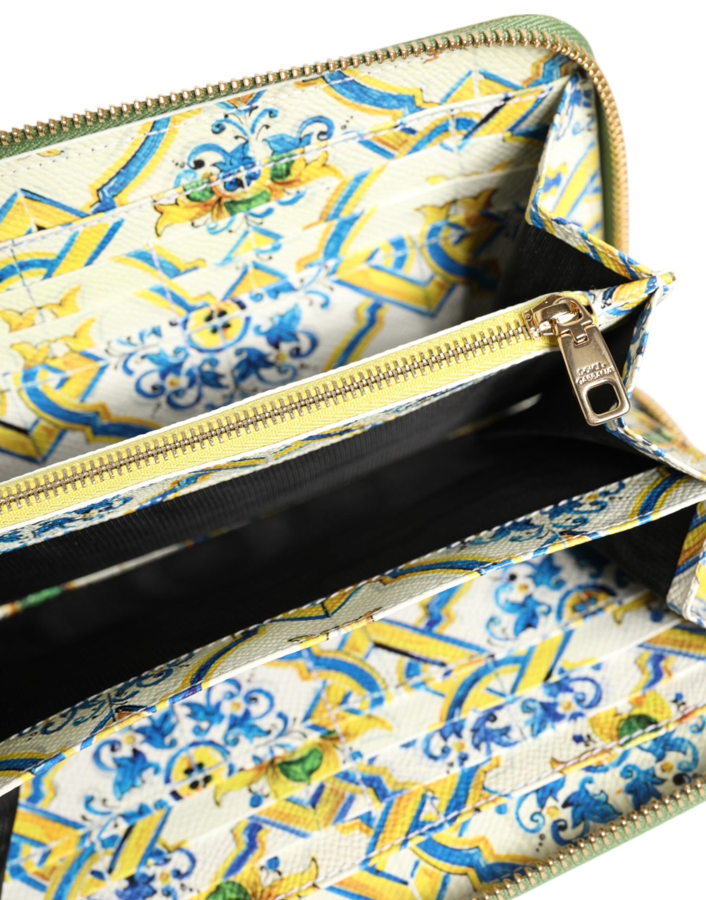 Green Leather Logo Plaque Zip Around Continenta Wallet-Dolce & Gabbana-LabelTerrace.com