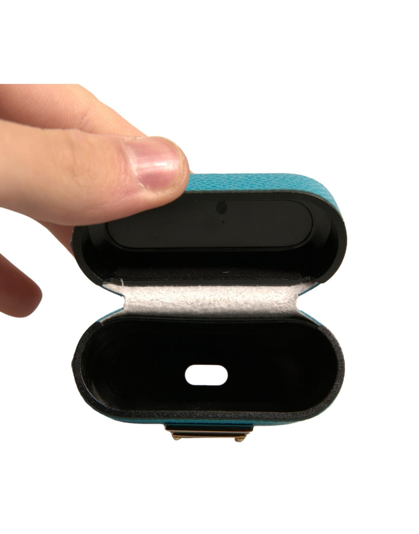 Green Leather Metal Logo Plaque Holder Airpods Case-Dolce & Gabbana-LabelTerrace.com