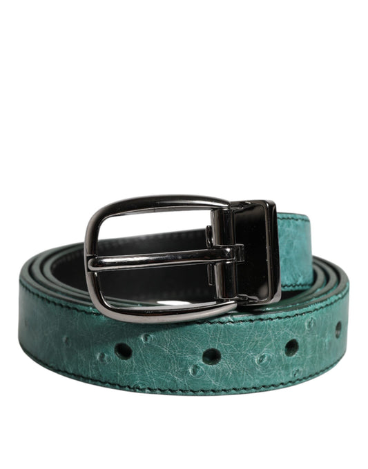 Green Leather Silver Tone Metal Buckle Belt-Dolce & Gabbana-LabelTerrace.com