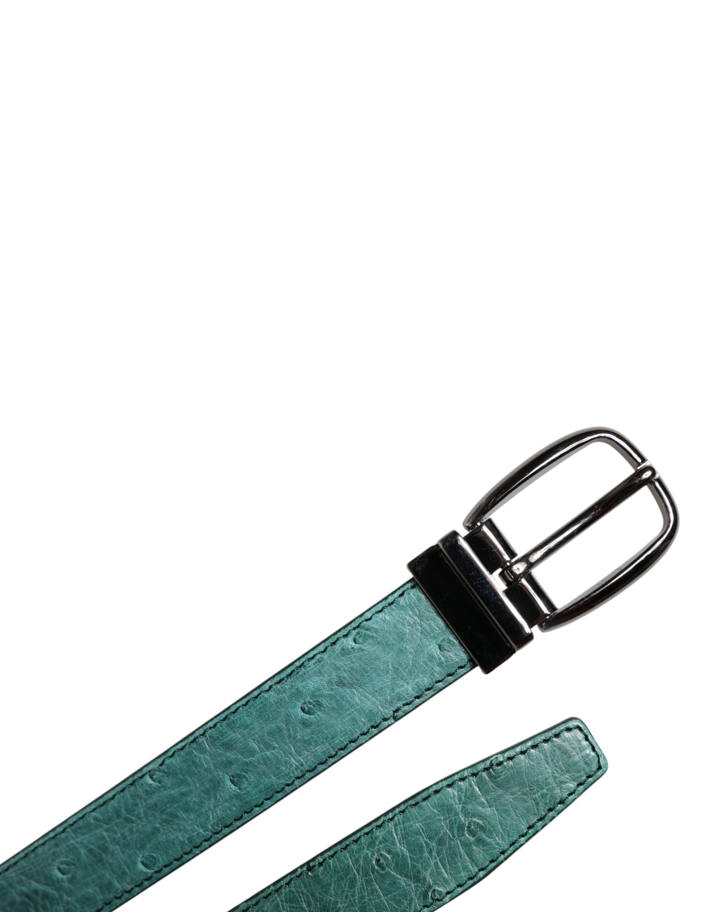 Green Leather Silver Tone Metal Buckle Belt-Dolce & Gabbana-LabelTerrace.com