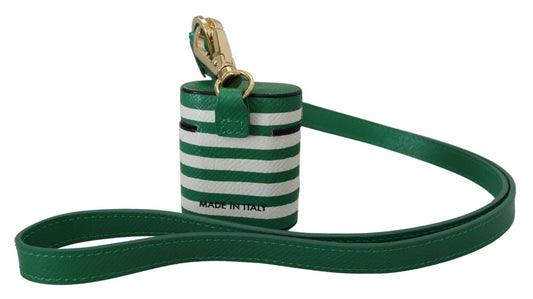 Green Leather Strap Gold Metal Logo Airpods Case-Dolce & Gabbana-LabelTerrace.com