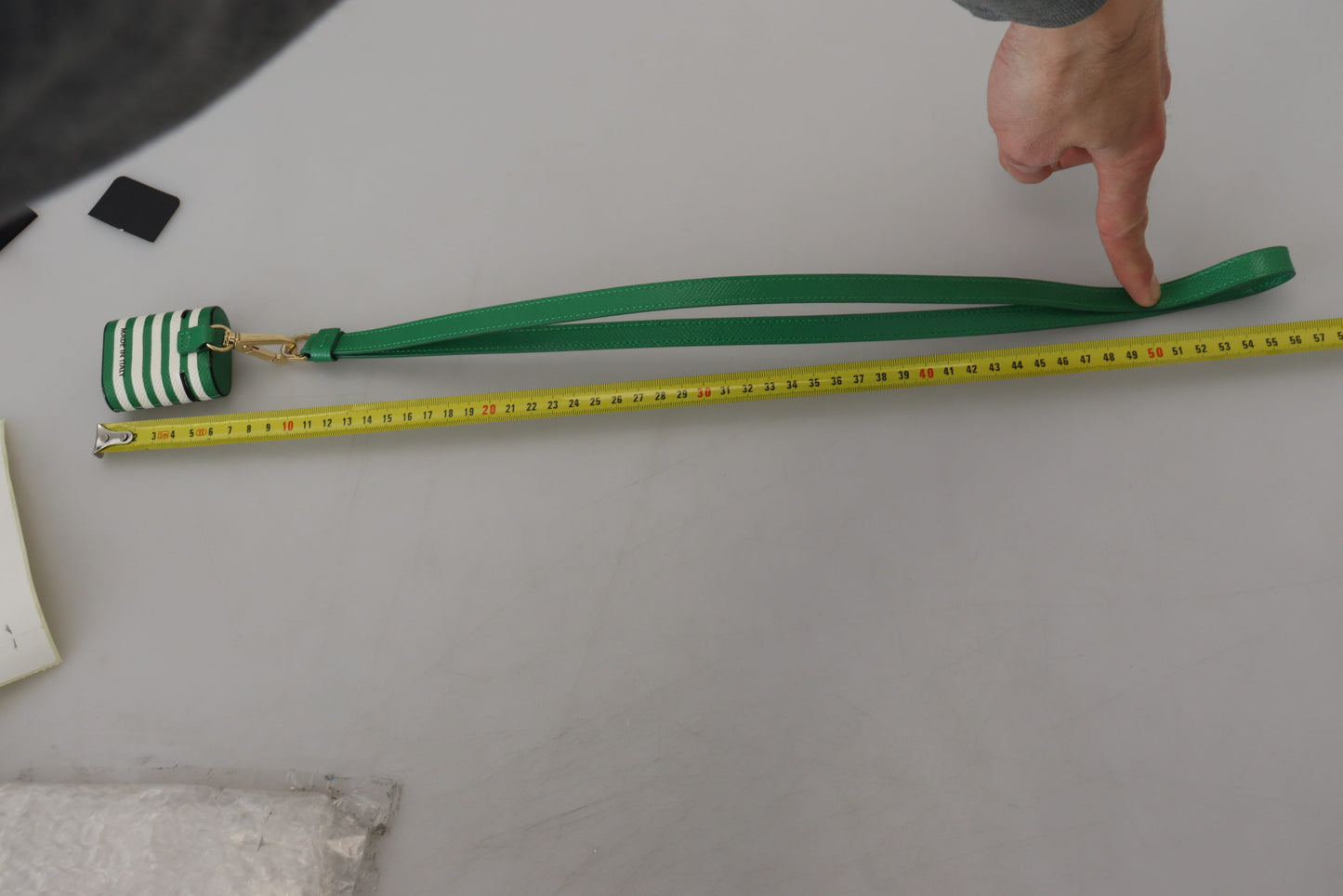 Green Leather Strap Gold Metal Logo Airpods Case-Dolce & Gabbana-LabelTerrace.com