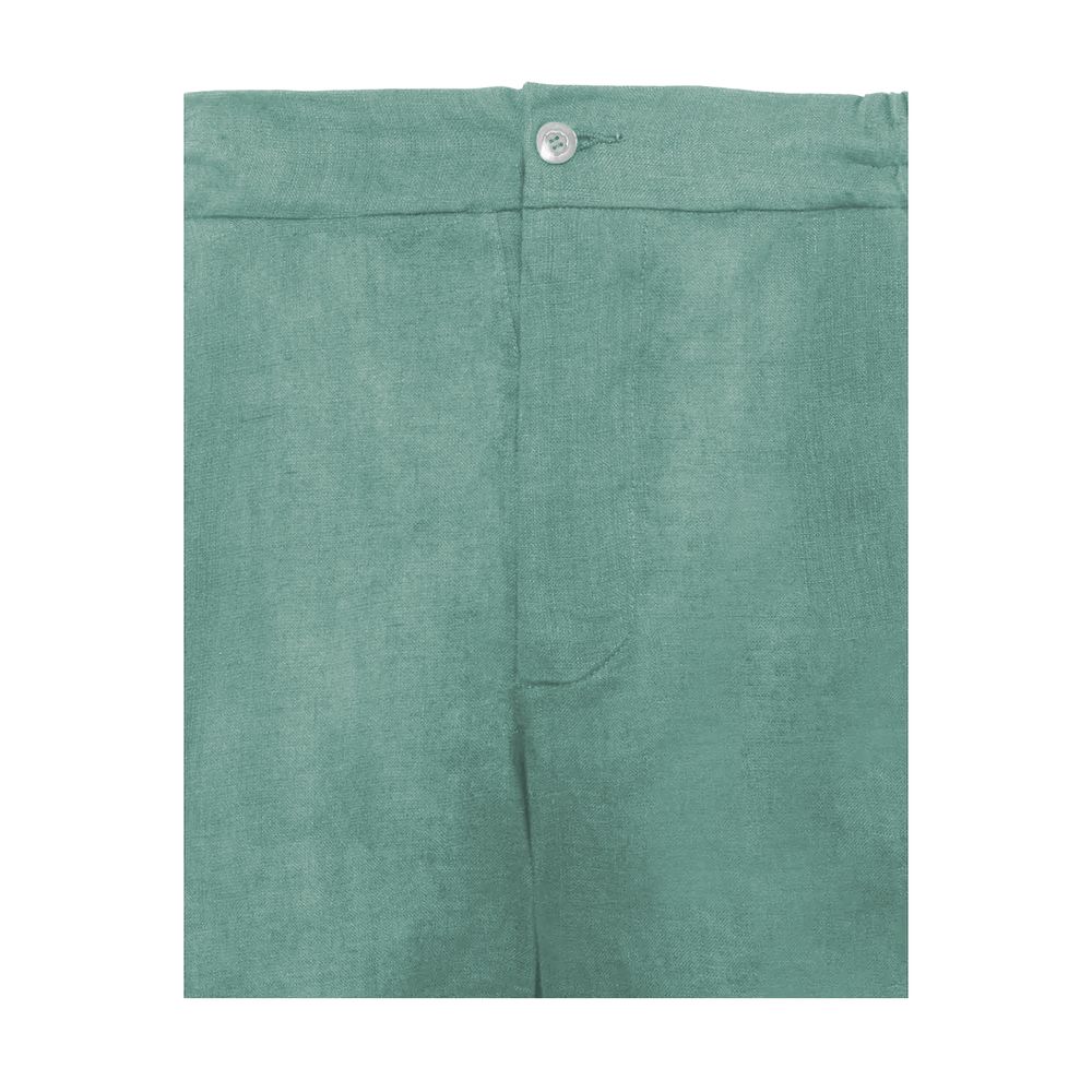 Green Linen Short-Alpha Studio-LabelTerrace.com