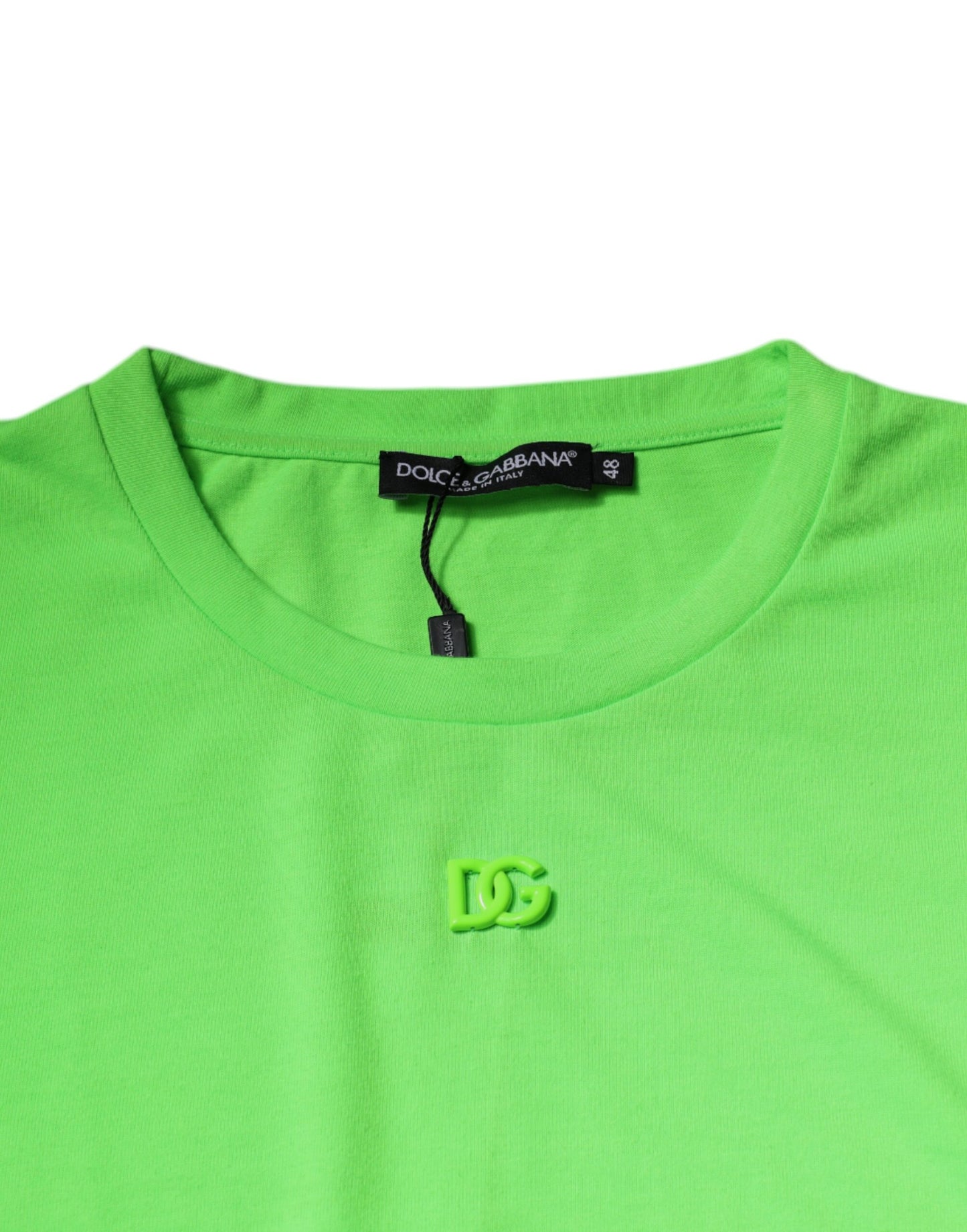 Green Logo Polyester Crew Neck T-shirt-Dolce & Gabbana-LabelTerrace.com