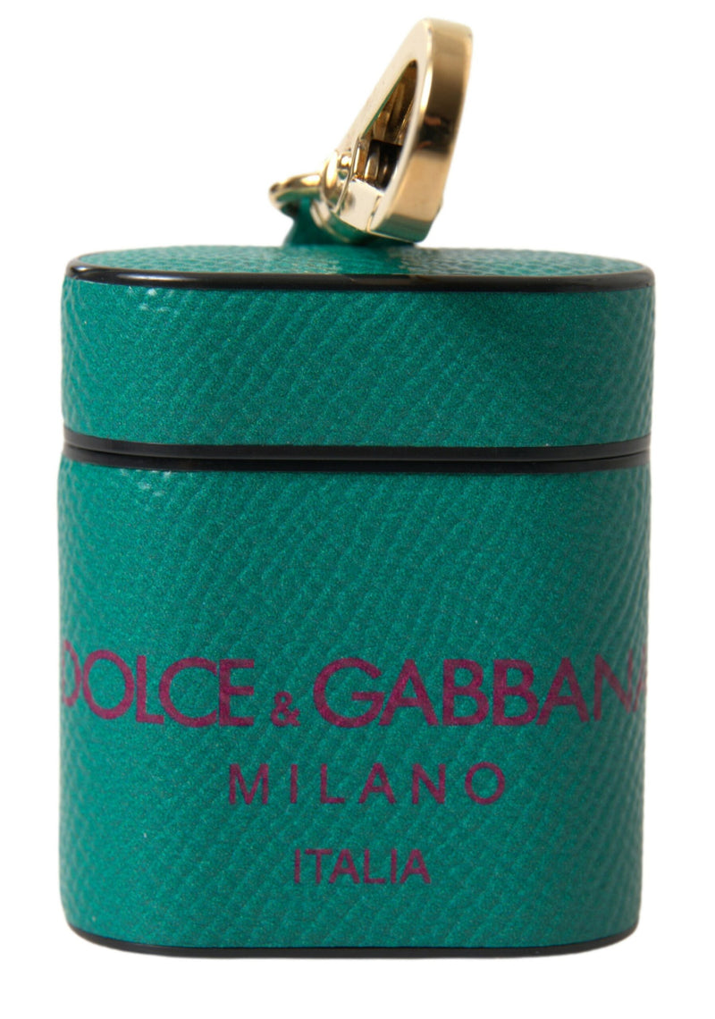 Green Maroon Calf Leather Logo Print Strap Airpods Case-Dolce & Gabbana-LabelTerrace.com