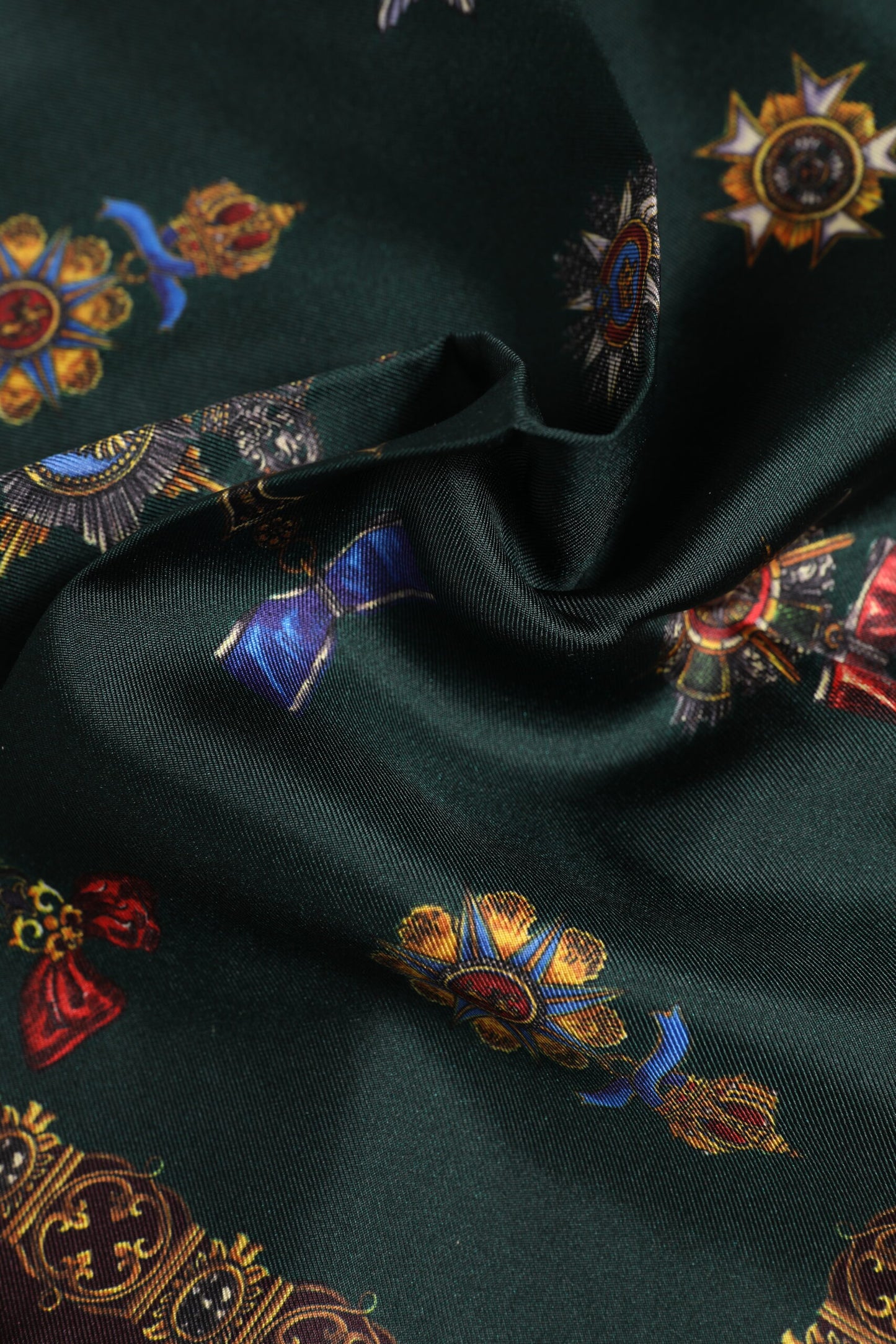 Green Medals Silk Square Foulard Scarf-Dolce & Gabbana-LabelTerrace.com