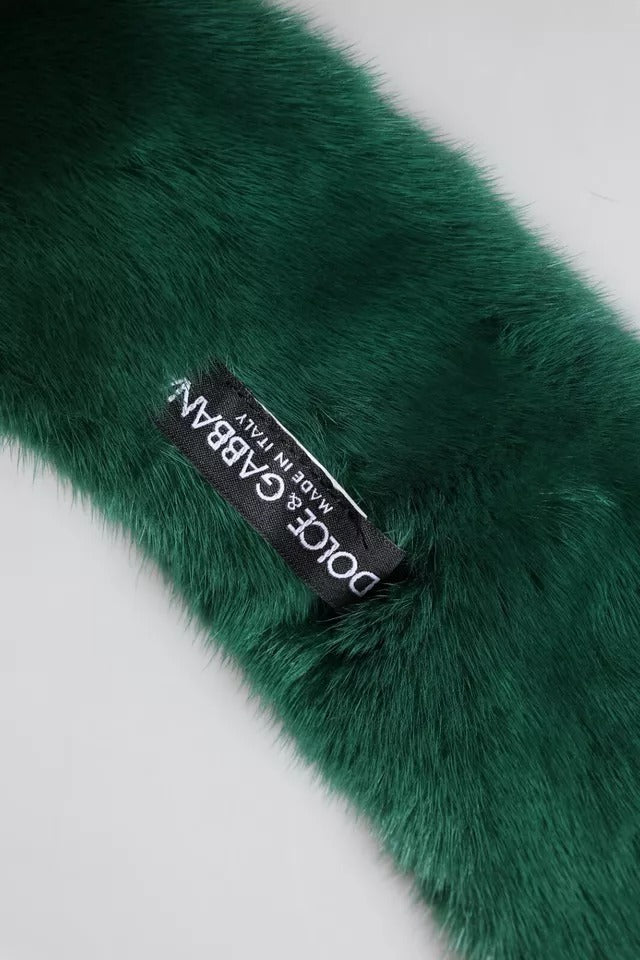 Green Mink Fur Collar Women Neck Wrap Scarf-Dolce & Gabbana-LabelTerrace.com