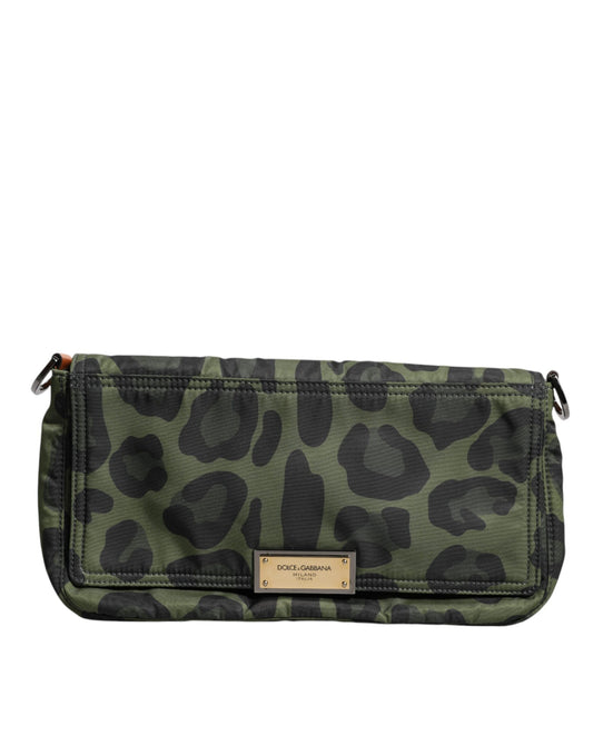 Green Nylon Leopard Print Shell Messenger Crossbody Bag-Dolce & Gabbana-LabelTerrace.com