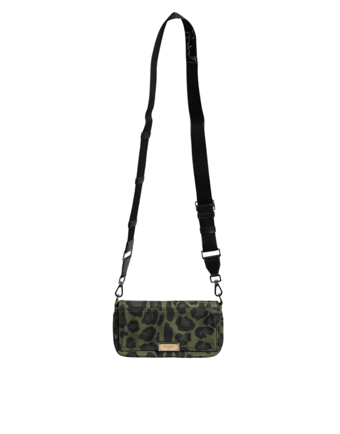 Green Nylon Leopard Print Shell Messenger Crossbody Bag-Dolce & Gabbana-LabelTerrace.com