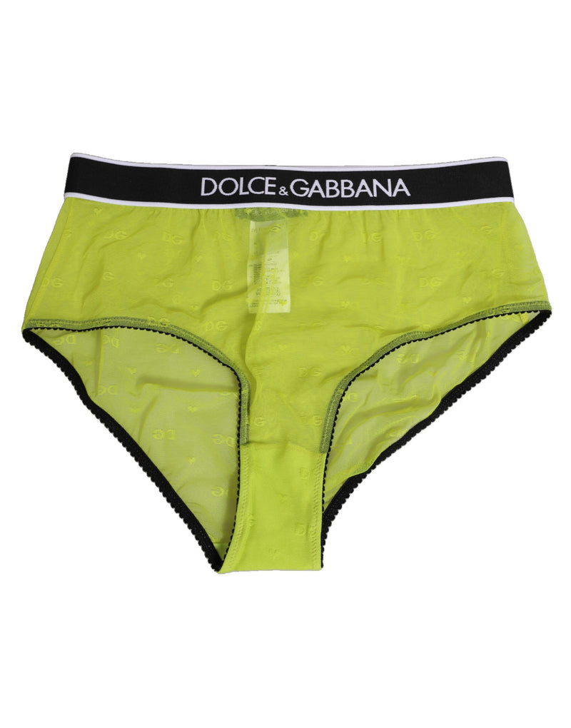Green Nylon Logo Waistband Brief Panty Underwear