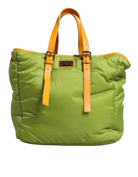 Green Nylon Padded Logo Plaque Tote Crossbody Bag-Dolce & Gabbana-LabelTerrace.com