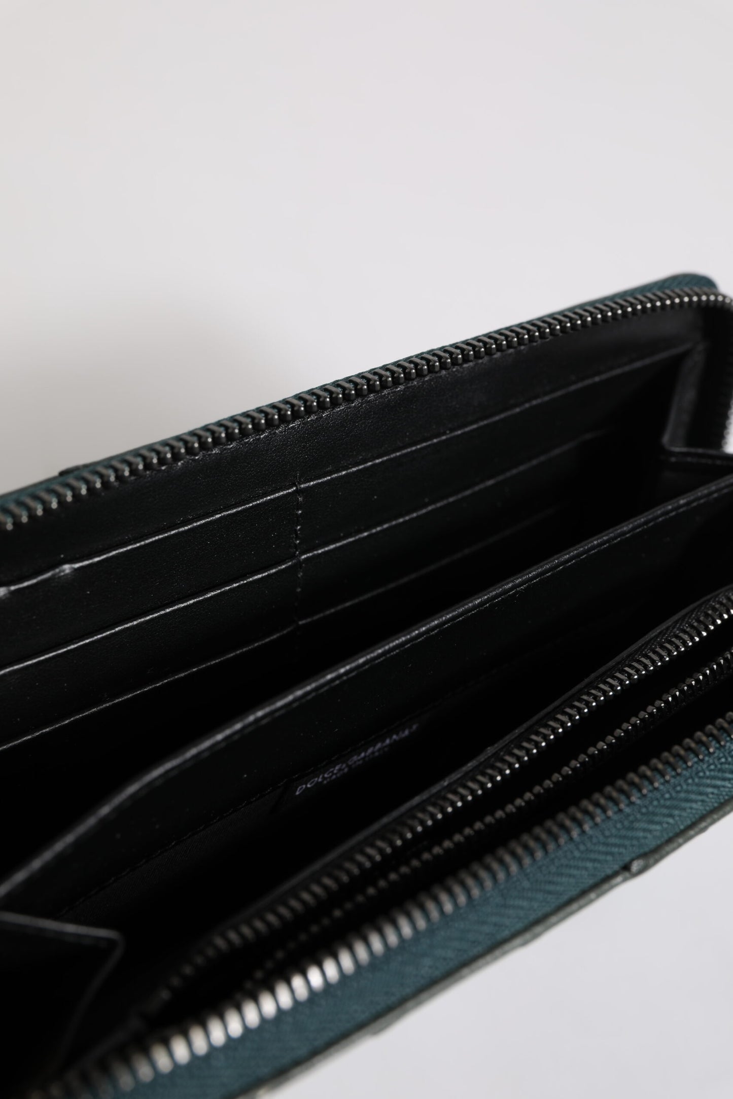 Green Ostrich Logo Plaque Zip Around Continental Wallet-Dolce & Gabbana-LabelTerrace.com