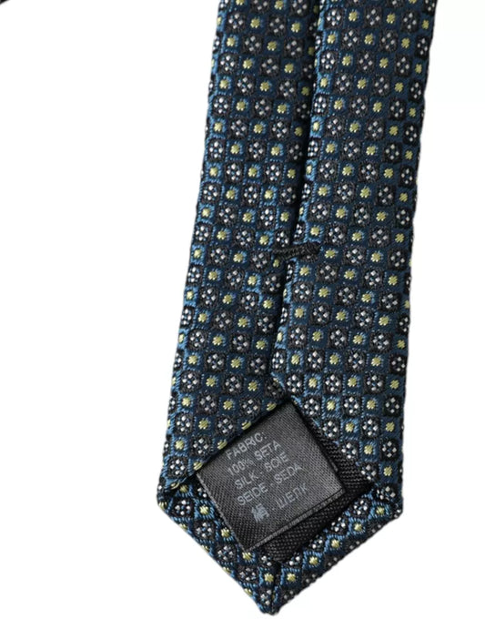 Green Patterned 100% Silk Adjustable Men Tie-Dolce & Gabbana-LabelTerrace.com
