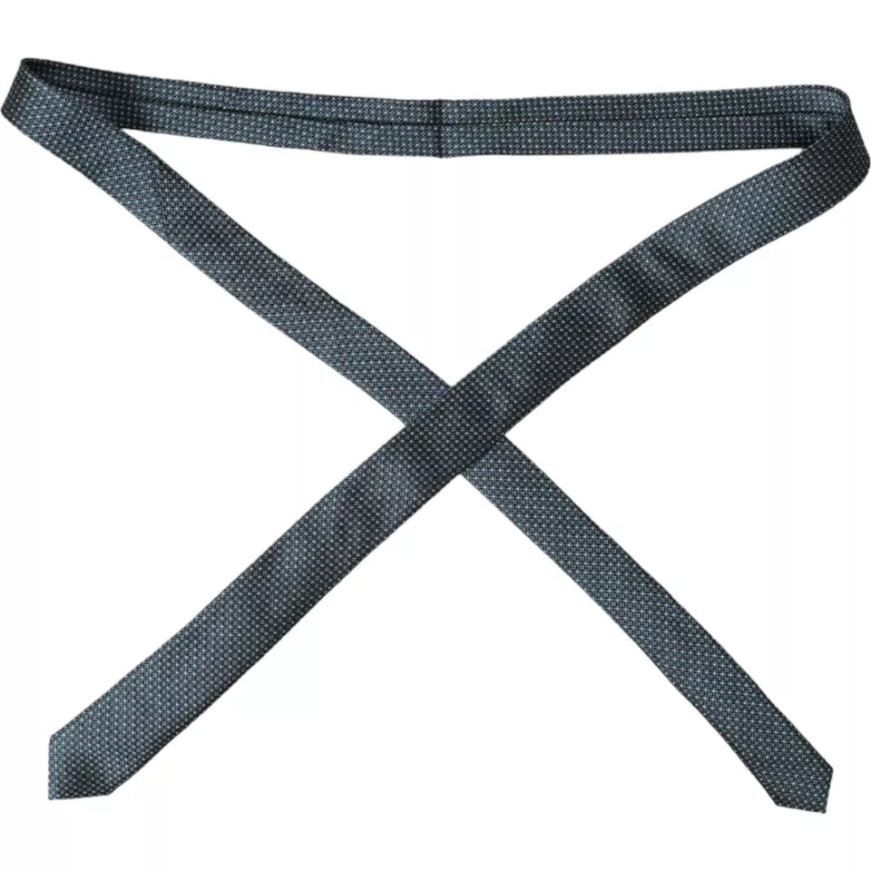 Green Patterned 100% Silk Adjustable Men Tie-Dolce & Gabbana-LabelTerrace.com