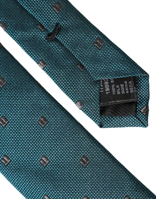 Green Patterned Silk Adjustable Men Tie-Dolce & Gabbana-LabelTerrace.com