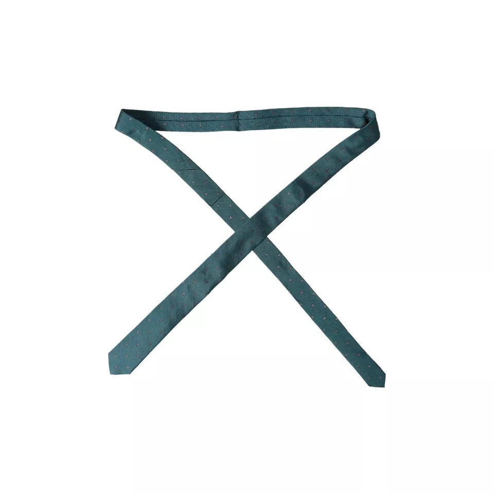 Green Patterned Silk Adjustable Men Tie-Dolce & Gabbana-LabelTerrace.com