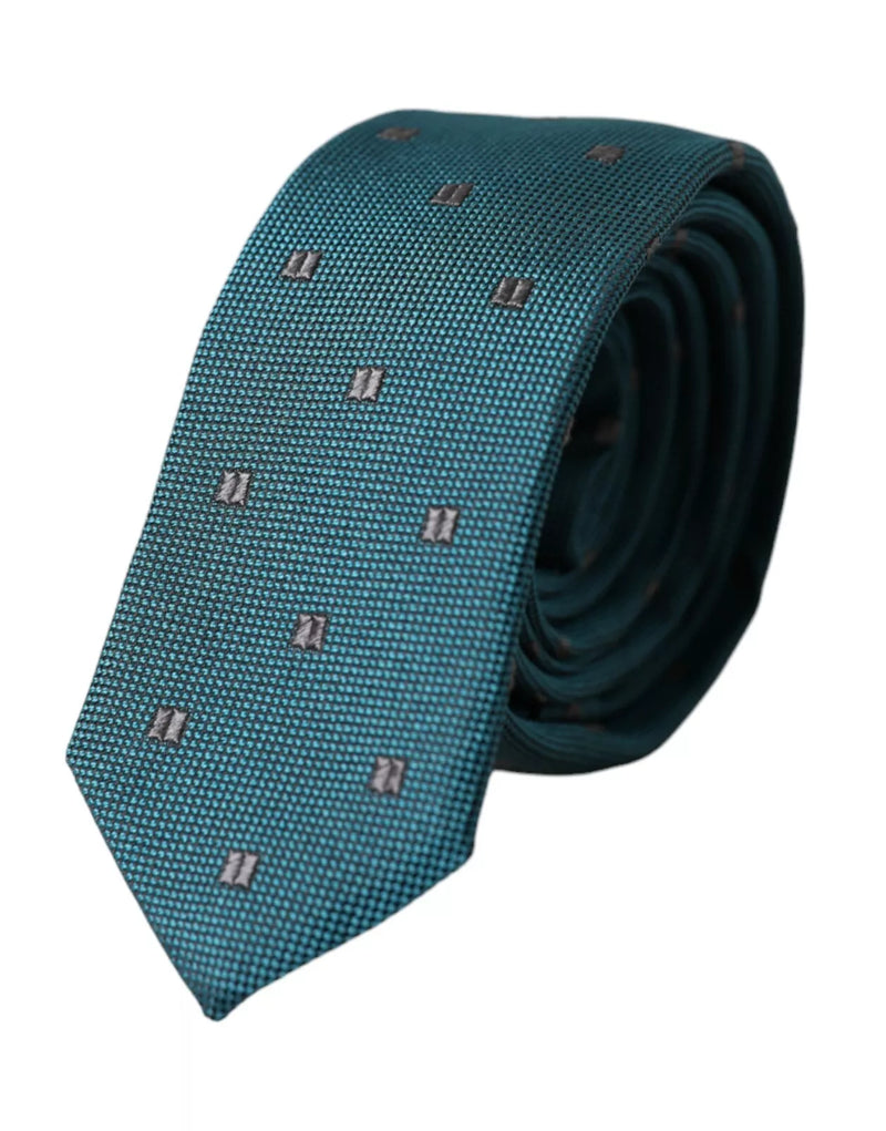 Green Patterned Silk Adjustable Men Tie-Dolce & Gabbana-LabelTerrace.com