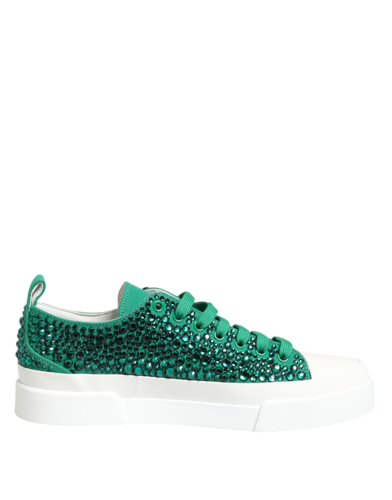 Green Portofino Crystal DG Logo Sneakers Shoes-Dolce & Gabbana-LabelTerrace.com