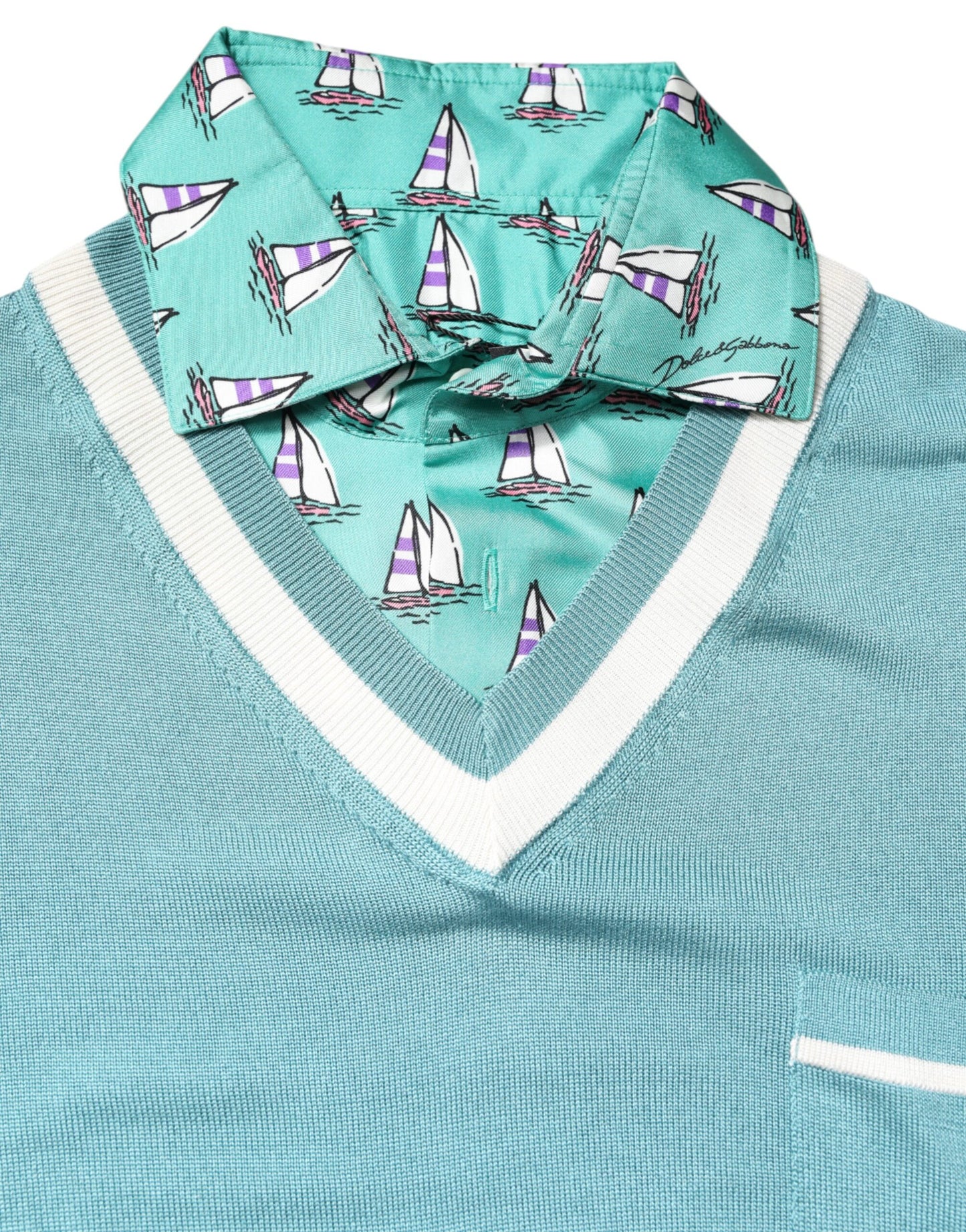 Green Printed Collared Short Sleeve T-shirt-Dolce & Gabbana-LabelTerrace.com