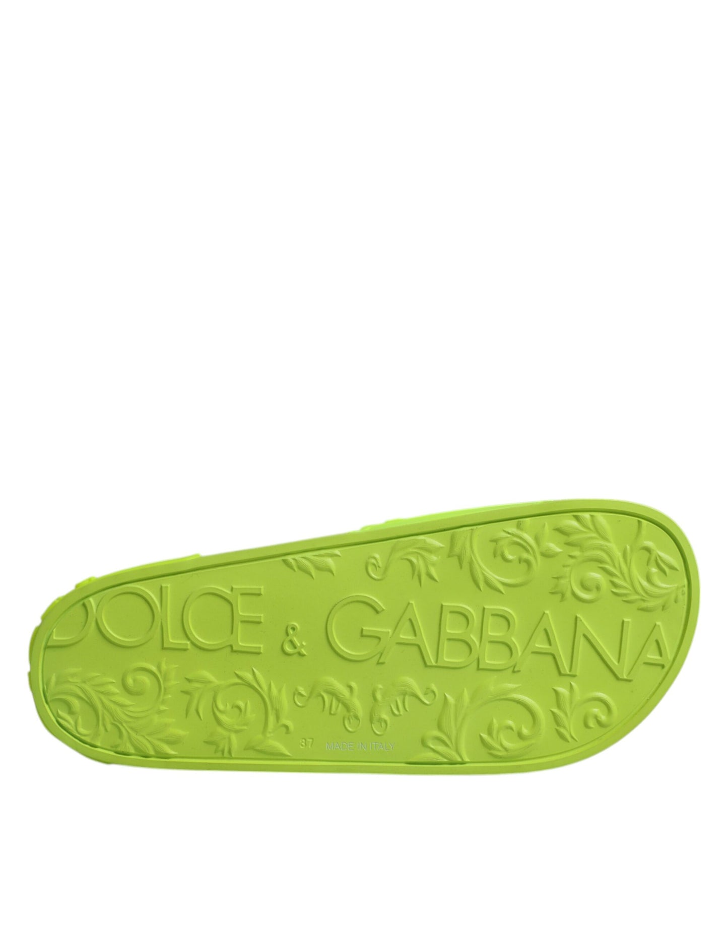 Green Rubber Slides Sandals Beachwear Shoes-Dolce & Gabbana-LabelTerrace.com