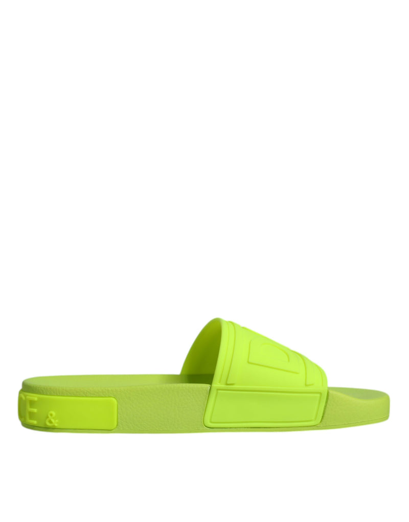 Green Rubber Slides Sandals Beachwear Shoes-Dolce & Gabbana-LabelTerrace.com