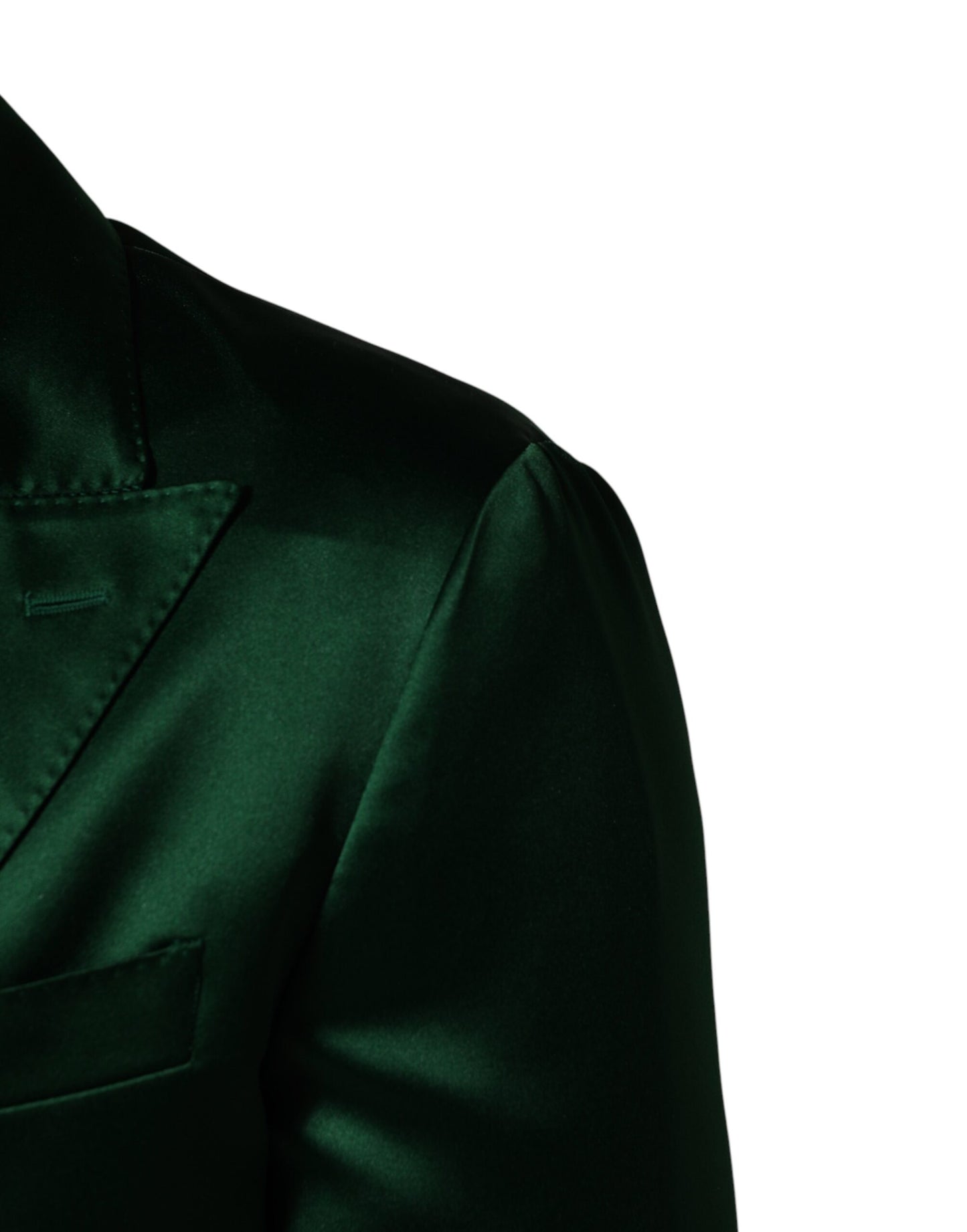 Green Satin Double Breasted Jacket Blazer