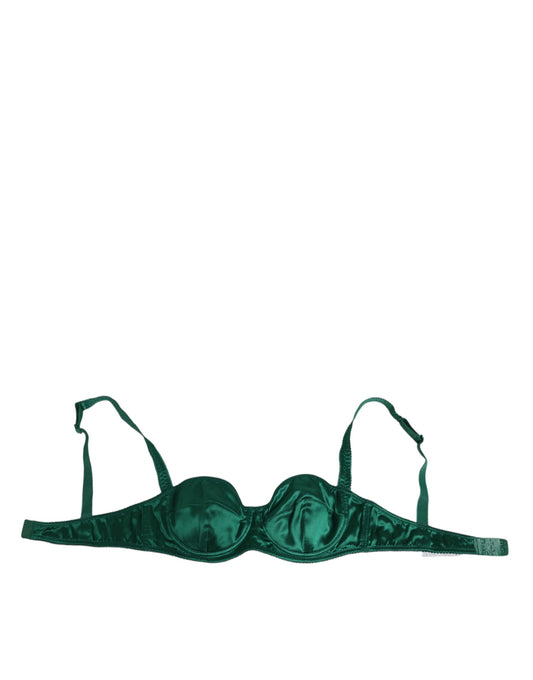Green Satin Semi-Padded Underwire Musk Underwear-Dolce & Gabbana-LabelTerrace.com
