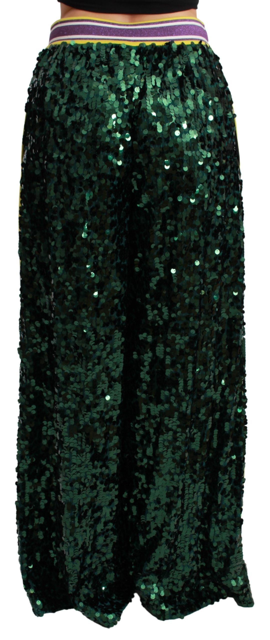 Green Sequin Trousers Queens Angel Pants-Dolce & Gabbana-LabelTerrace.com