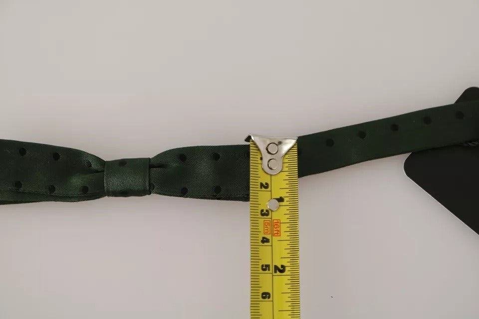 Green Silk Dotted Mens Necktie Bow Tie-Dolce & Gabbana-LabelTerrace.com